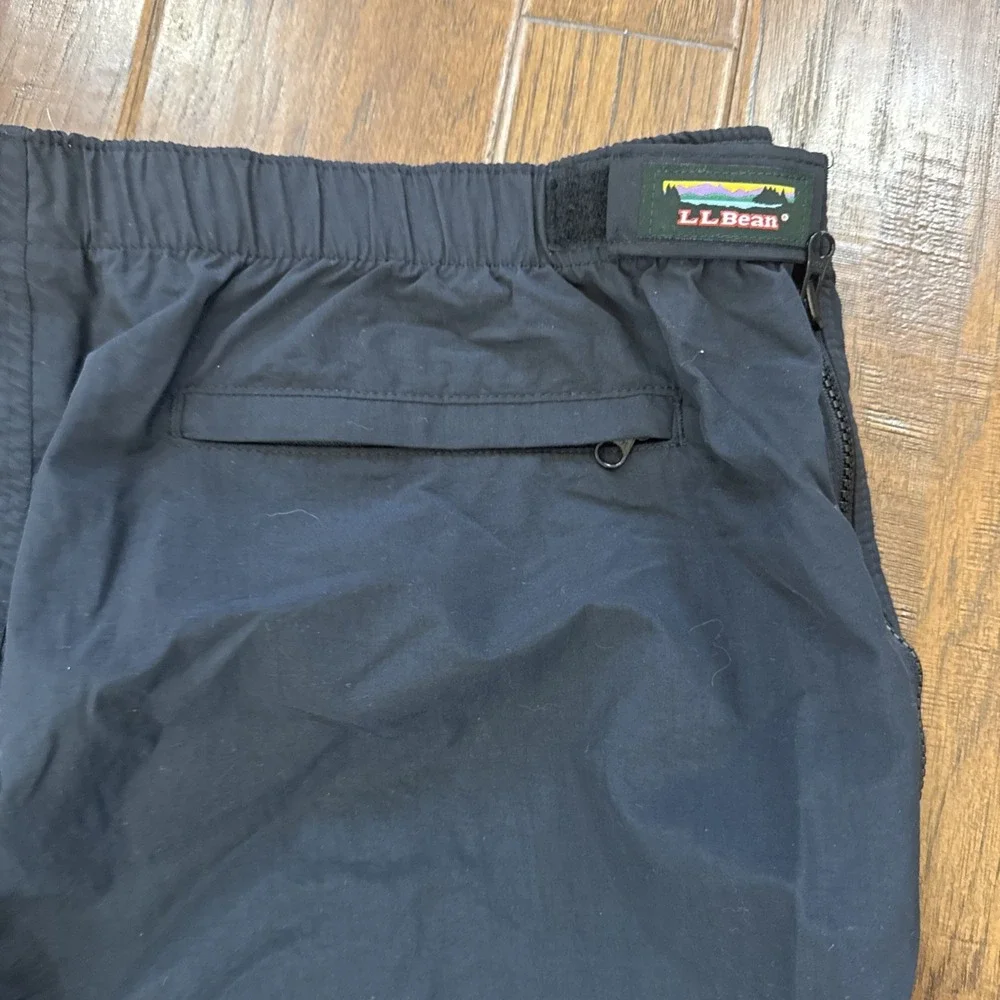 LL Bean Nylon Full Zip Leg Rain Pants Mens Black Vintage USA Hiking Gorp XXL Reg